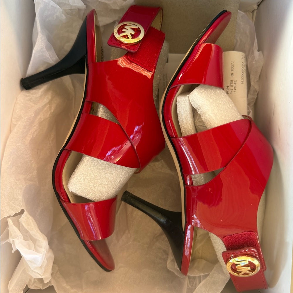 Michael Kors Red Patent Heels with Black Stiletto